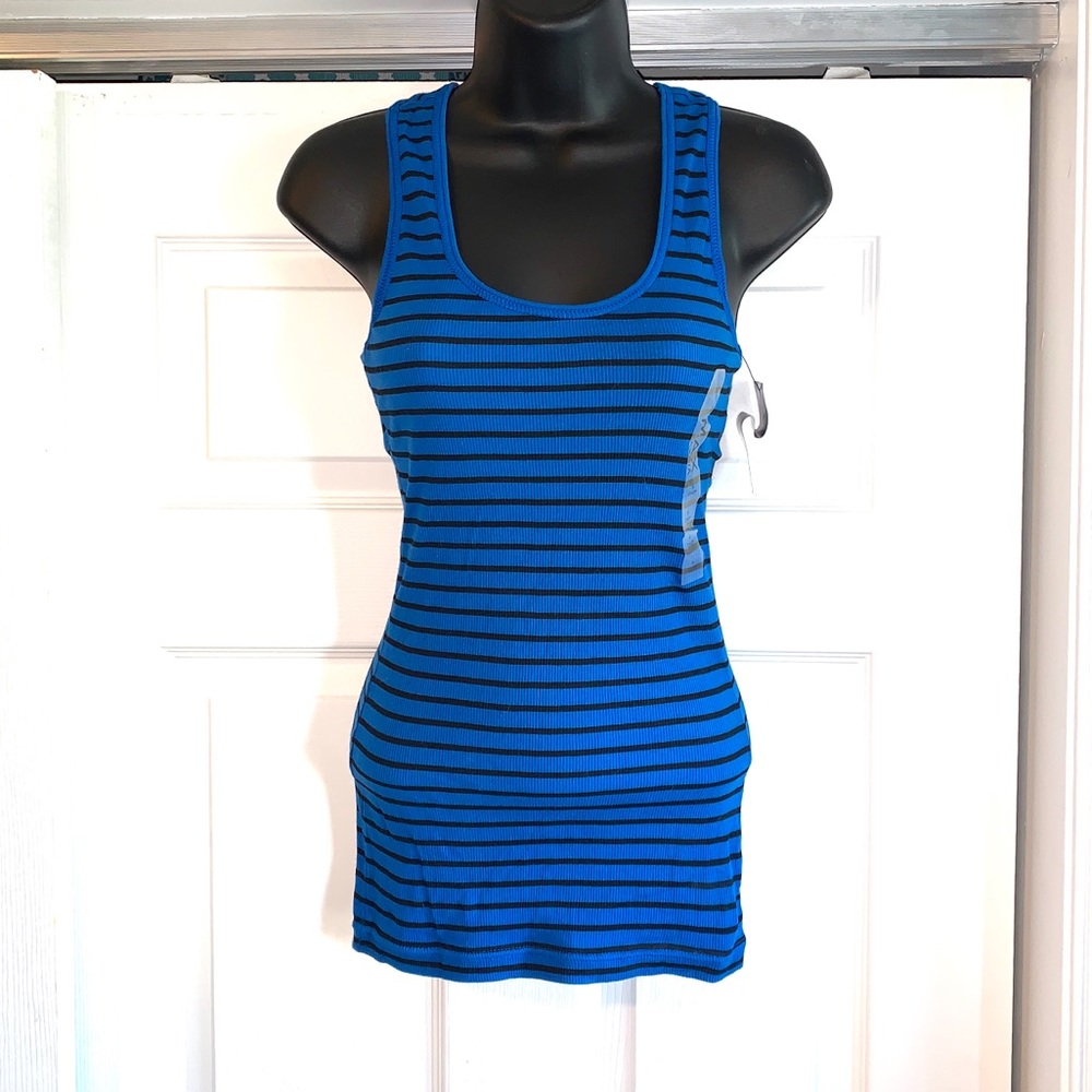 Miley Cyrus & MAX AZRIA Blue/Black striped TANK S